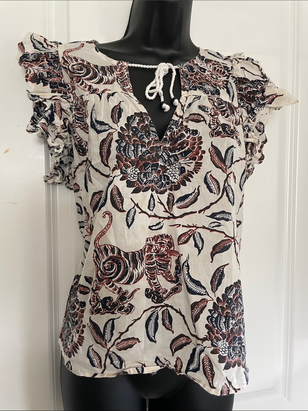 House of Harlow Floral Ruffle Sleeve Top